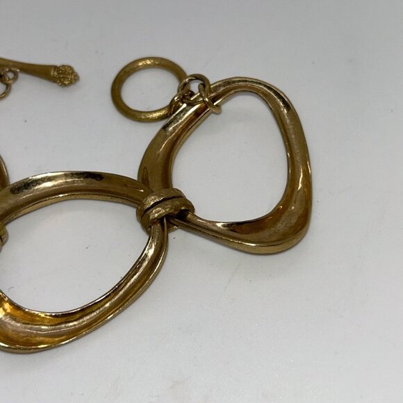 Ralph Lauren Brushed Gold Bracelet With Oval Links & Toggle Clasp Y2K - Picture 11 of 14